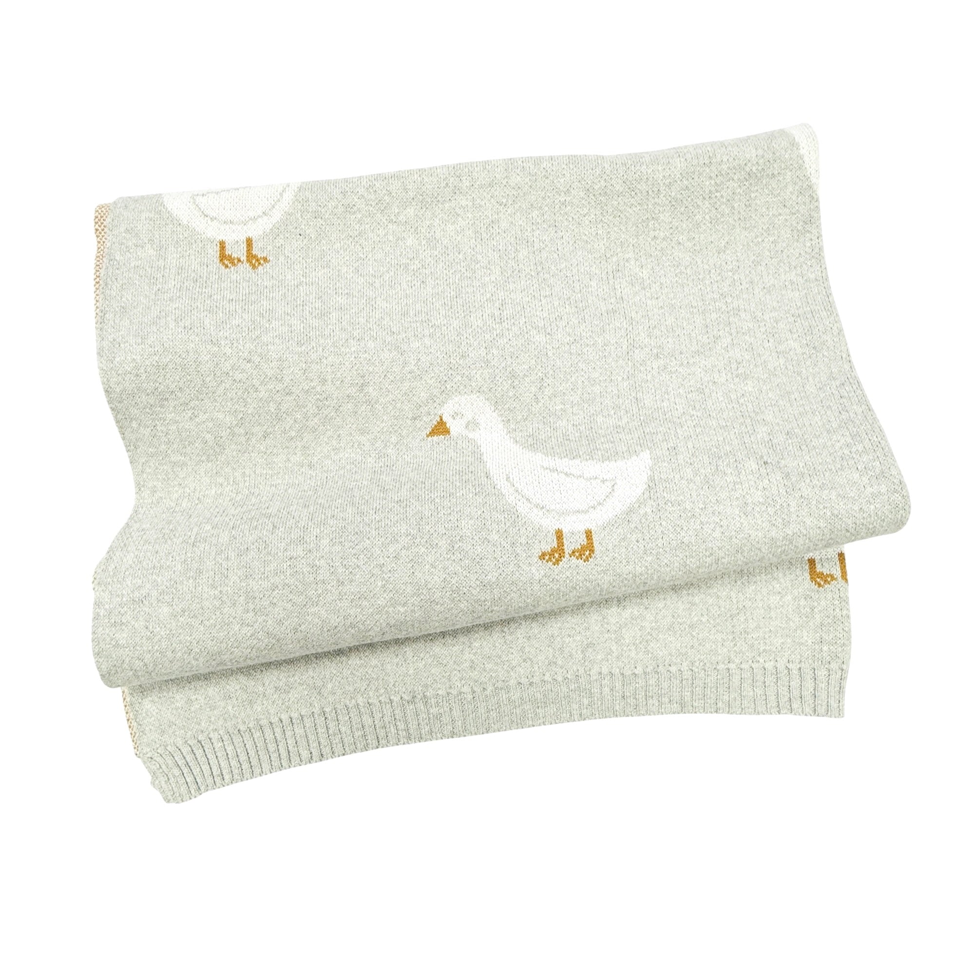 Duck Waddle - Organic Cotton Jacquard Sweater Knit Baby Blankets