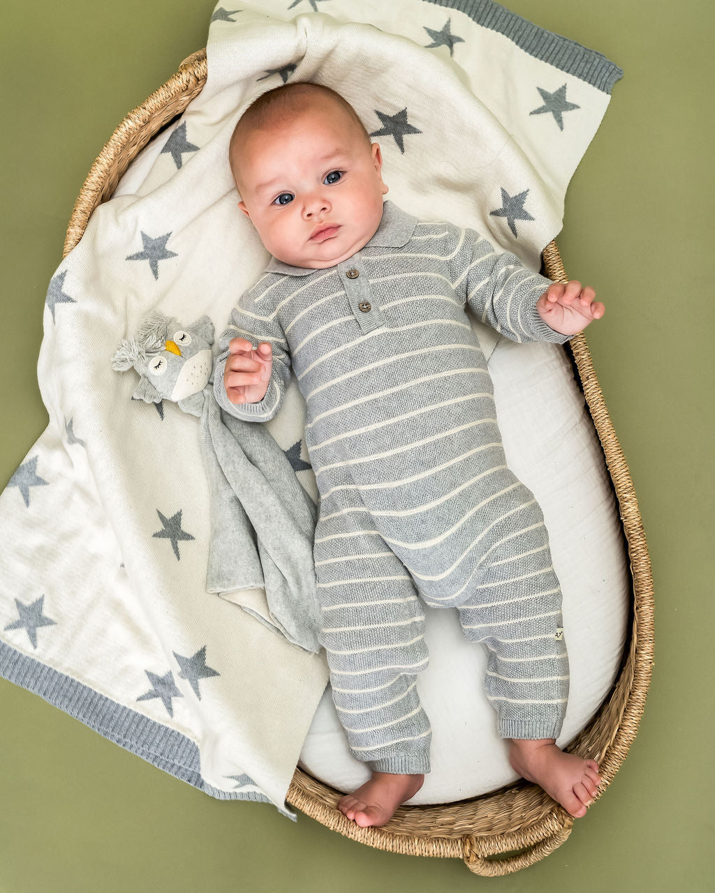 Stars - Reversible Sweater Knit Baby Blankets (Organic Cotton) 3 Colors