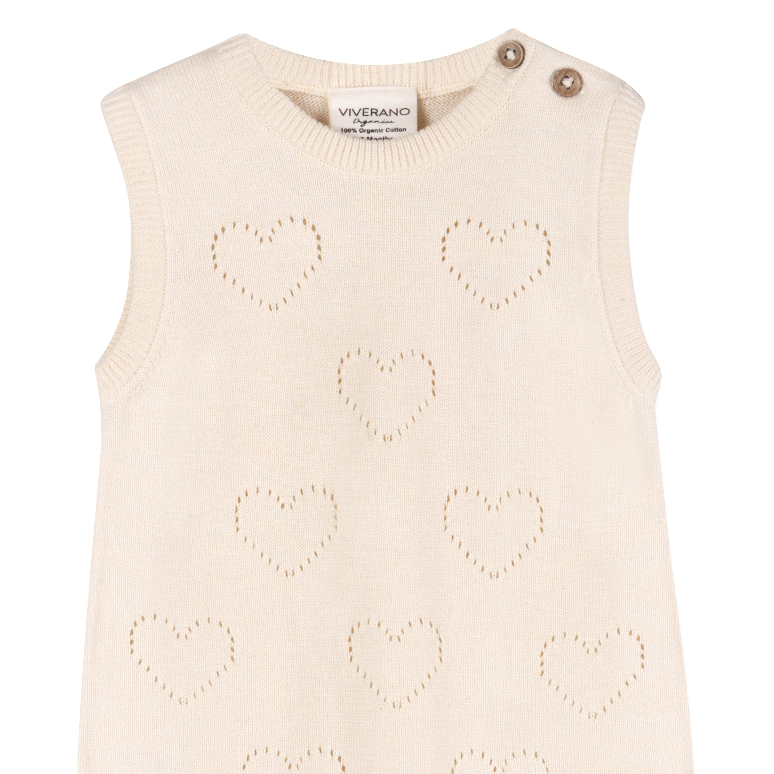 Hearts Pointelle Knit Baby Romper (Organic Cotton)