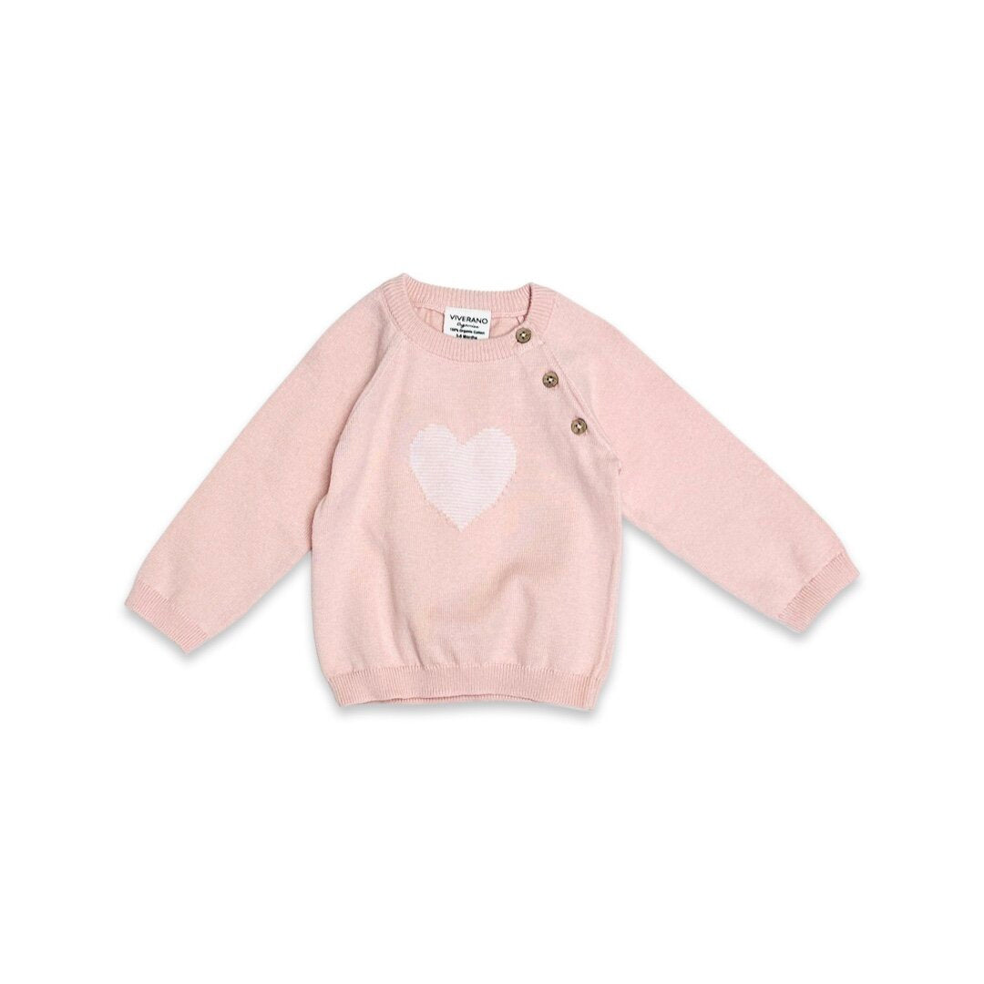 Hearts Jacquard Knit Baby Pullover (Organic Cotton)