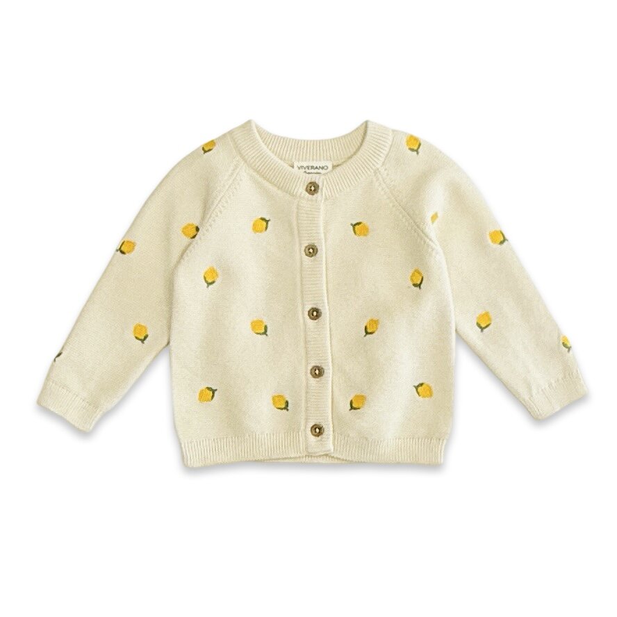 Limoncello Embroidered Sweater Knit Baby Cardigan (Organic Cotton)