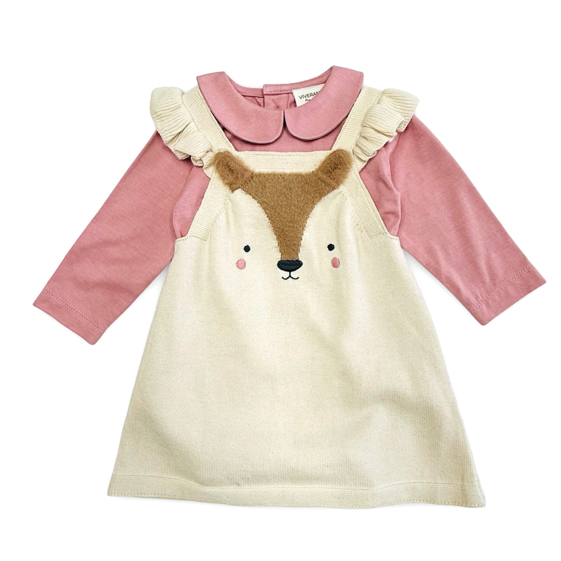 Fox Jacquard Knit Baby Tunic Dress Set (Organic Cotton)