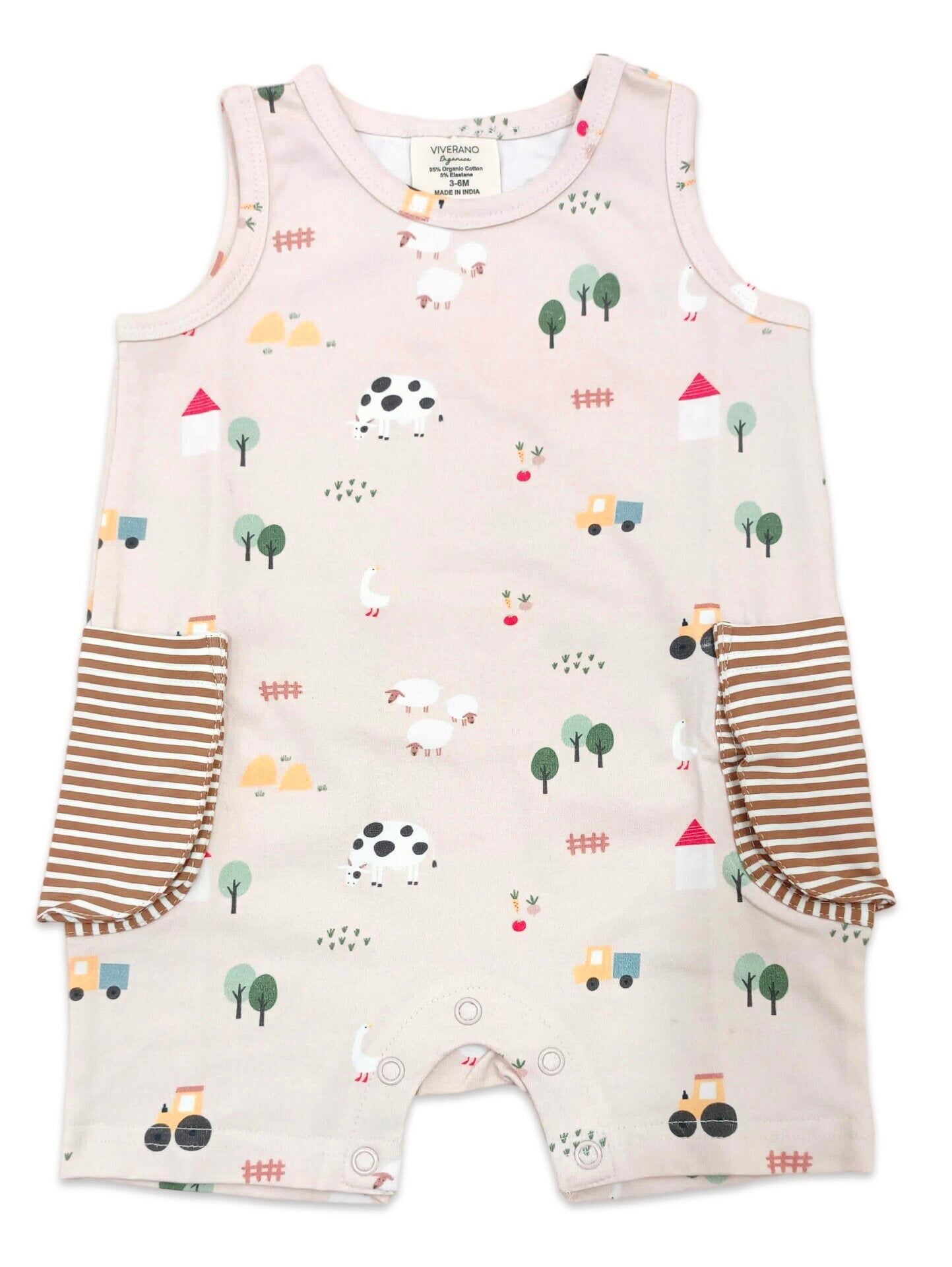 Farm Side Pocket Baby Romper (Organic Jersey)