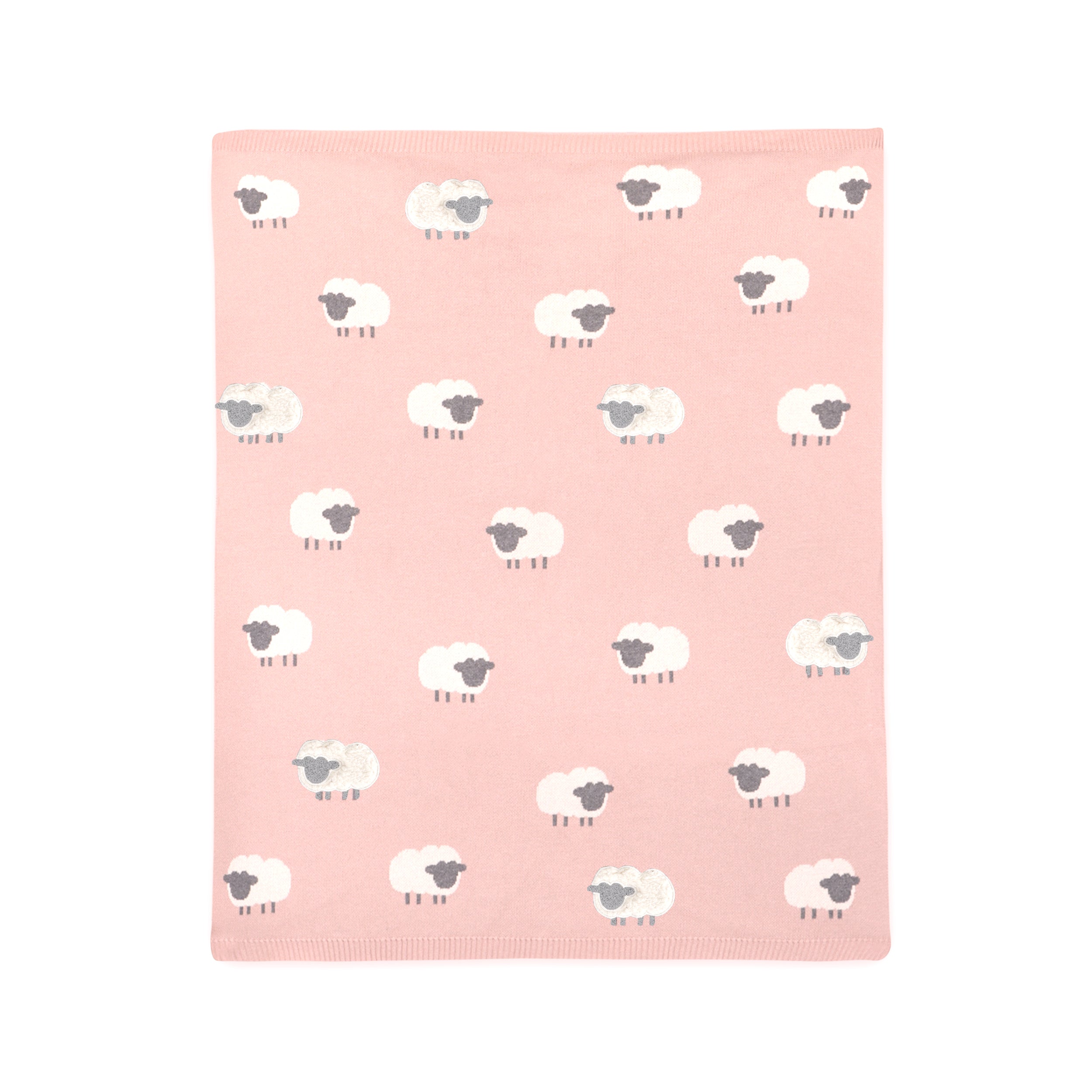 Woolly Lamb 3D - Organic Cotton Jacquard Knit Baby Blanket